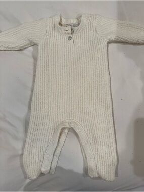 Barefoot Dreams Cream Knit Footed One-Piece
